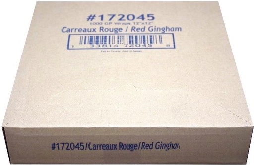 [*88005] 172045, 12x12 Red Gingham Wraps (1000 PC) Sanfacon