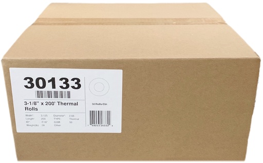 [*87004] 30133, 3-1/8x200 Thermal Rolls (50 RL)