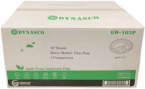 [*86024] GD-103P, 3 Compartment Heavy Fiber Plates (500PC) Dynasco