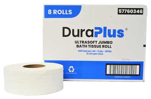 [*85206] 57760346, 2 Ply Jumbo Bath Tissue Roll (8x600 ft) Dura Plus