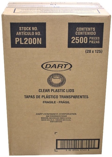 [*84720] PL200N, Clear Plastic Lids (2500 PC) Dart