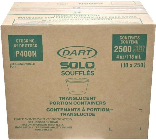 [*84708] P400N, Translucent Portion Containers (2500PC) Dart