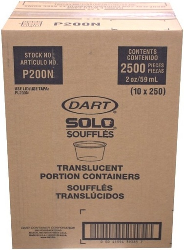 [*84706] P200N, Translucent Portion Containers (2500 PC) Dart
