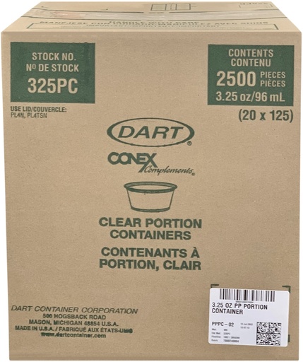 [*84703] 325PC, Clear Portion Containers (2500 PC) Dart