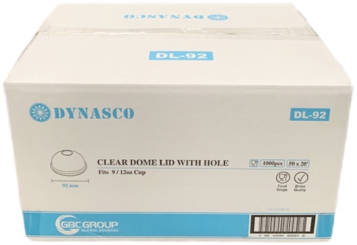 [*84607] DL-92, Clear Dome Lids with Hole (1000PC) Dynasco