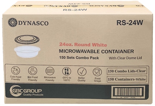 [*84533+RS24W] RS-24W, 24oz White Round Combo (150 SET) Dynasco