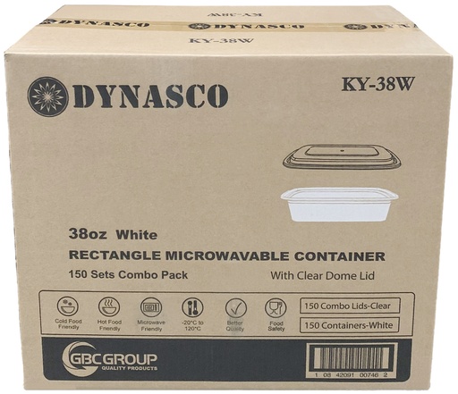 [*84521+KY38W] KY-38W, 38oz White Rectangular Combo (150 SET) Dynasco