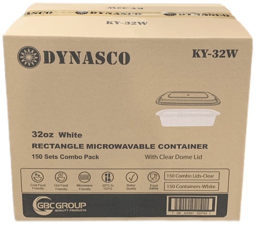 [*84517+KY32W] KY-32W, 32oz White Rectangular Combo (150 SET) Dynasco