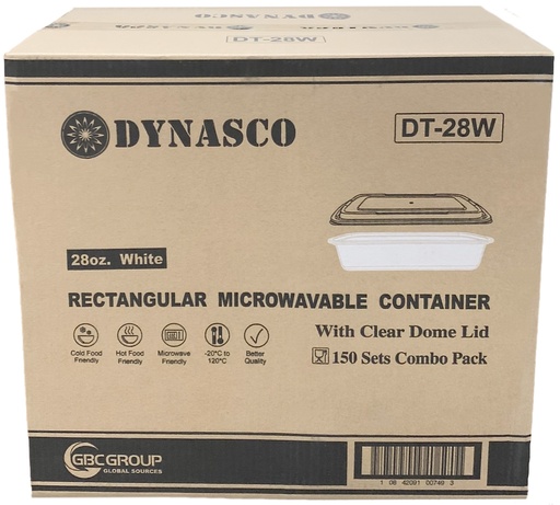 [*84505] DT-28W, White Rectangular Containers (150SET) Dynasco