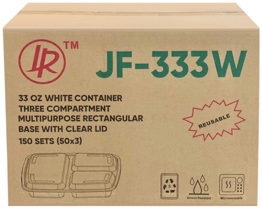 [*84439] JF-333W, 3 Compartment White Rectangular Combo (150SET) LR