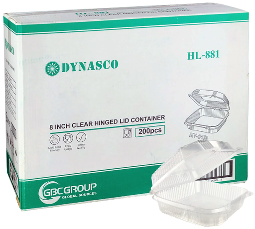 [*84412] HL-881/KY-01M, 8” Clear Containers (200 PC) Dynasco