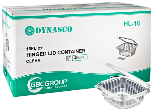 [*84408+1805@2] HL-16/J0003, Clear Containers (200 PC) Dynasco