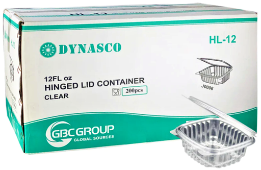 [*84407+1805@1] HL-12/J0006, 12oz Clear Containers (200 PC) Dynasco