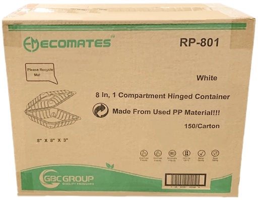 [*84314] RP-801, 8“ Square Containers (150 PC) Ecomates