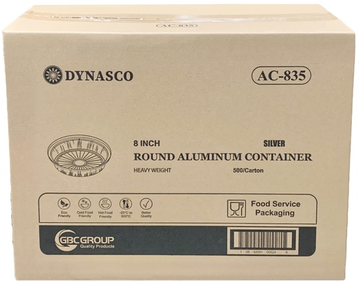 [*82022] AC-835, 8” Round Aluminium Containers (500 PC) Dynasco