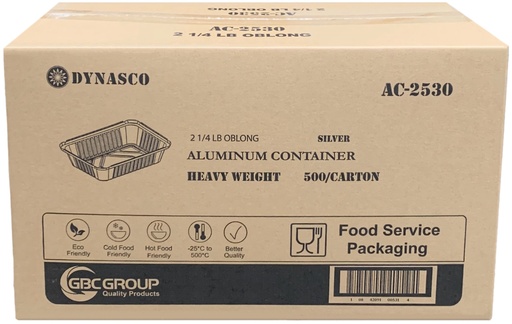 [*82019] AC-2530, 2.25 Oblong Aluminium Containers (500 PC) Dynasco