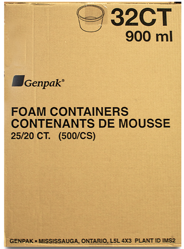 [*81015] 32CT, Foam Containers (500 PC) Genpak