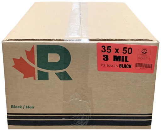 [*74022] 35x50 3Mil Black Garbage Bags (75 PC) R.A.