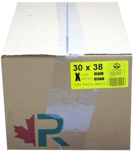 [*74011] 30x38 Ex-Strong Clear Garbage Bags (125 PC) R.A.