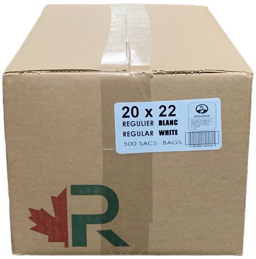 [*74002] 20x22 Regular White Garbage Bags (500 PC) R.A.