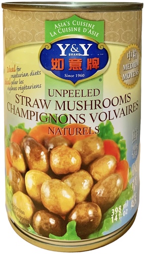 [*66424] Medium Unpeeled Straw Mushrooms (24x398 mL) Y&Y