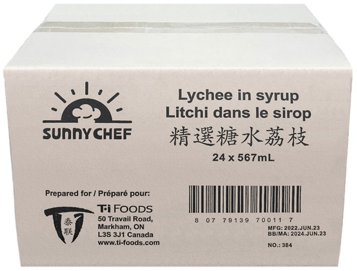 [*66307] Lychee in Syrup (24x567 mL) Sunny Chef
