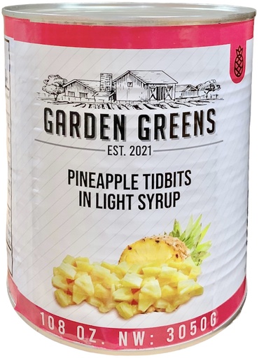 [*66304+5505@1] GF-0260, Pineapple Tidbits in Light Syrup (108 oz) Garden & Greens
