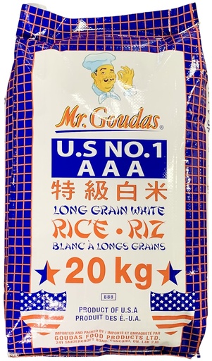 [*44105] 888, U.S NO.1 AAA Long Grain White Rice (20 kg) Mr. Goudas