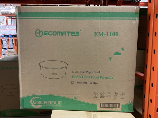 [*89321+2154] EM-1100, 37oz Kraft Paper Bowls (300PC) Ecomates