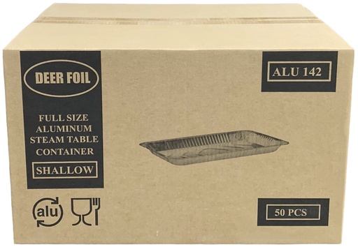 [*82038] ALU142, Full Size Foil Shallow Steam Pan (50 pc) Deer Foil
