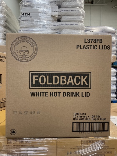 [*81049] L378FB, 8oz White Fold Back Lid (1000 PC) Amhil