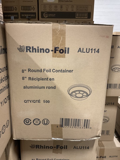 [*82053] ALU114, 8" Round Foil Containers (500 PC) Rhino-Foil