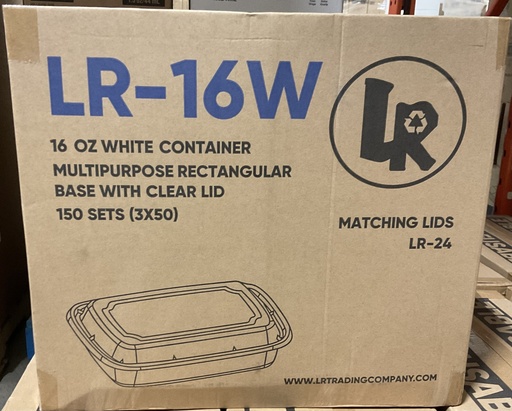 [*84442] LR-16W, 16oz White Rectangular Container Combo (150SET) LR