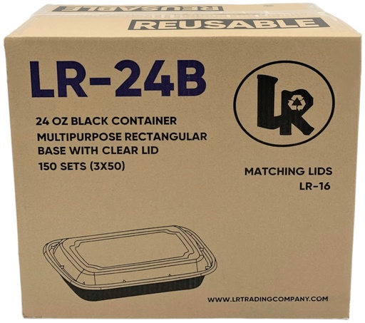[*84445] LR-24W, 24oz White Rectangular Container Combo (150 SET) LR
