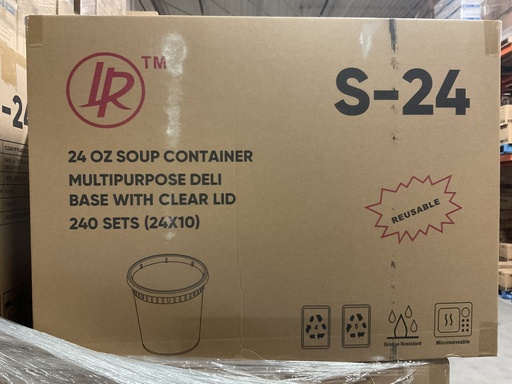 [*84825] S-24, 24oz Soup Container Deli Base with Clear Lid (240 SET) LR