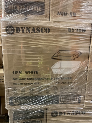 [*84538+KY48W] KY-48W, 48oz White Square Container Combo (100 SET) Dynasco