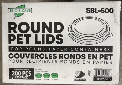 [*89252] SBL-500 Round Pet Lids (200 PC) Eco-Craze